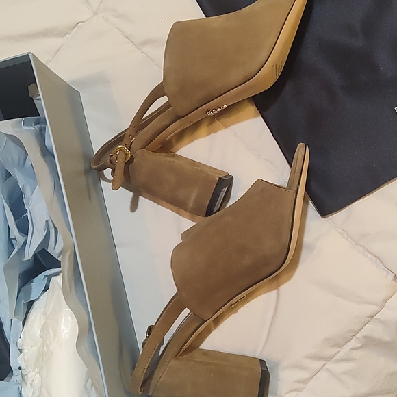 Prada Shield Suede Calzature Donna Camoscio Sling heels sz. 37/ 6.5 - Picture 11 of 16